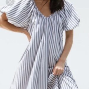 Petal & Pup Greta Puff Sleeve Stripe Midi Dress NWT